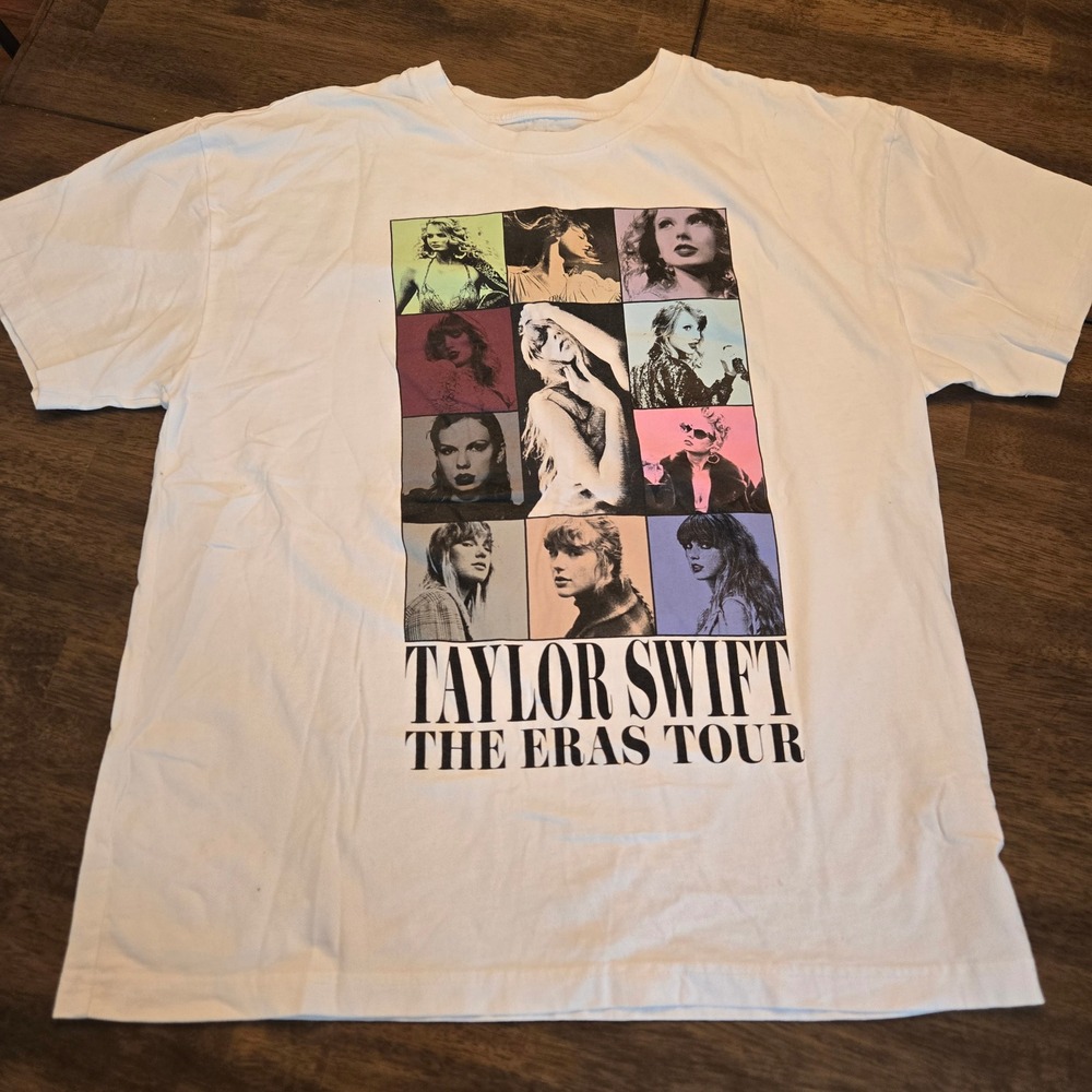 Taylor Swift The Eras Tour 2023-2024 Concert T-Shirt White Graphic Tee Size L